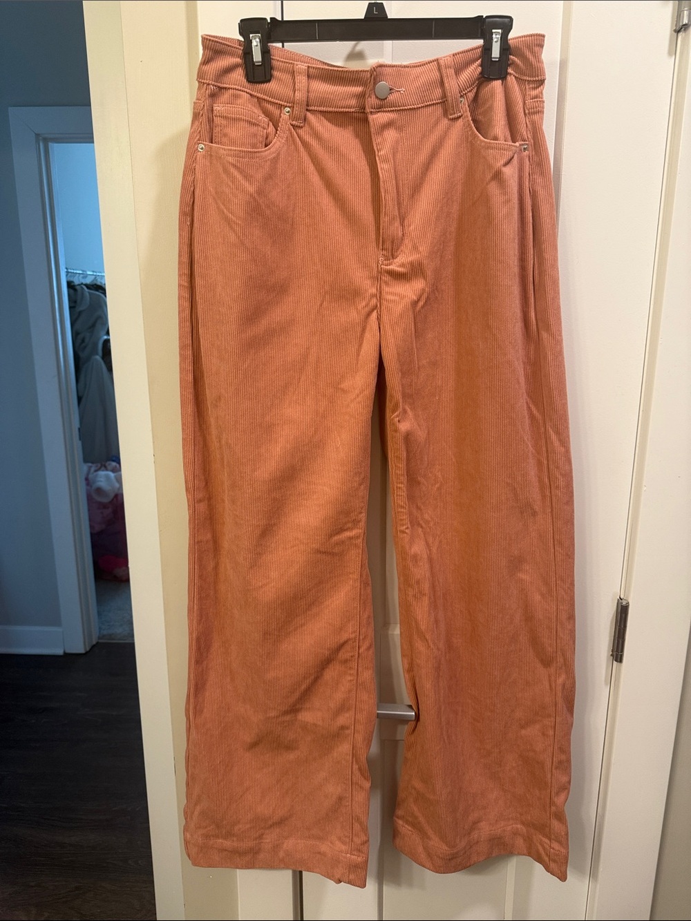 SHEIN Women's Dusty Pink Corduroy Flare Pants